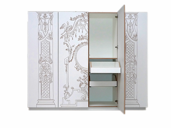 barockschrank, kleiderschrank, barogg, schrank mit schubladen, superform wetzikon, barockrelief, daniel hotz, michale sax, schreinerhandwerk wetzikon