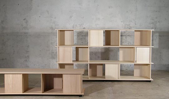 nina, superform uster, wetzikon, regal, b&uuml;cherregal, esche, eiche, ahorn,